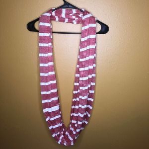 Red & Cream Striped Infinity Scarf